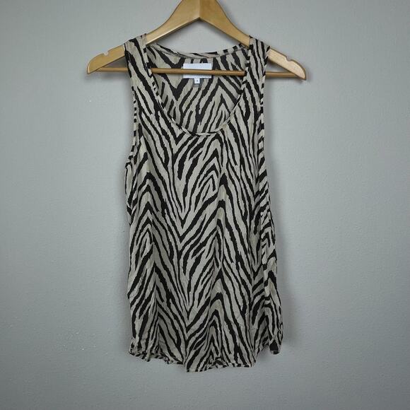 Current/Elliott Zebra Print Longline Tank Top Small Beige Brown Lyocell Festival - Picture 1 of 5